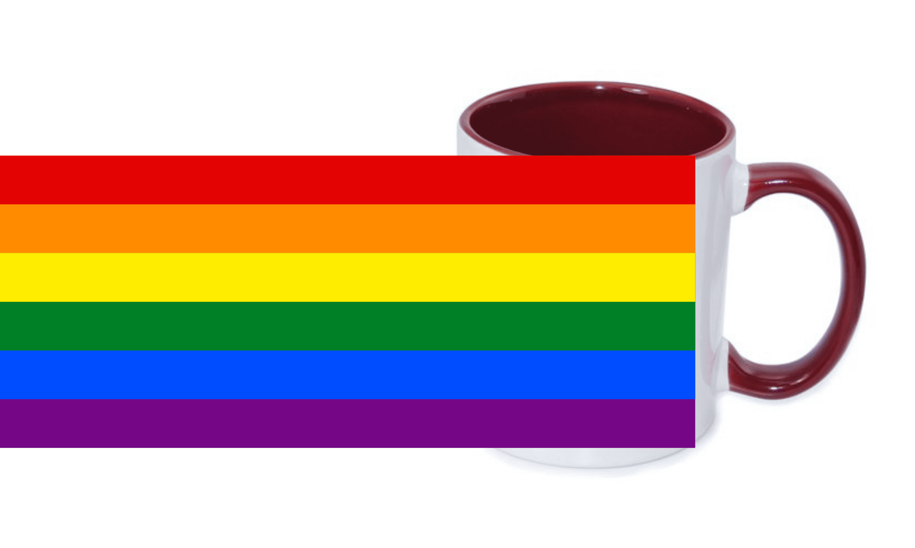 Bunte Regenbogentasse für Lebensfreude und Vielfalt. Tasse mit einem bunten Regenbogenmuster.