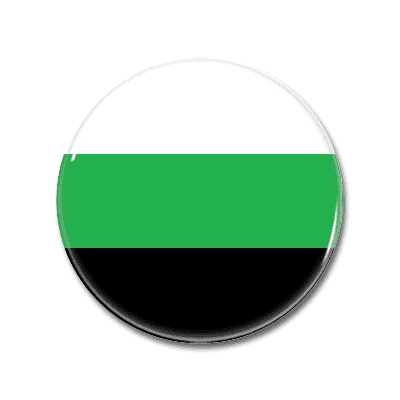 Farbiges Abzeichen mit einem modernen Design in Grün, Weiß und Schwarz. Rundes Abzeichen mit einem design in den Farben Grün, Weiß und Schwarz.