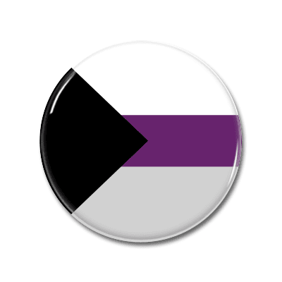Anstecker mit Flaggenmotiv in Schwarz, Weiß, Violett und Grau. Pin-Button mit dem Design einer Flagge in Schwarz, Weiß, Violett und Grau.