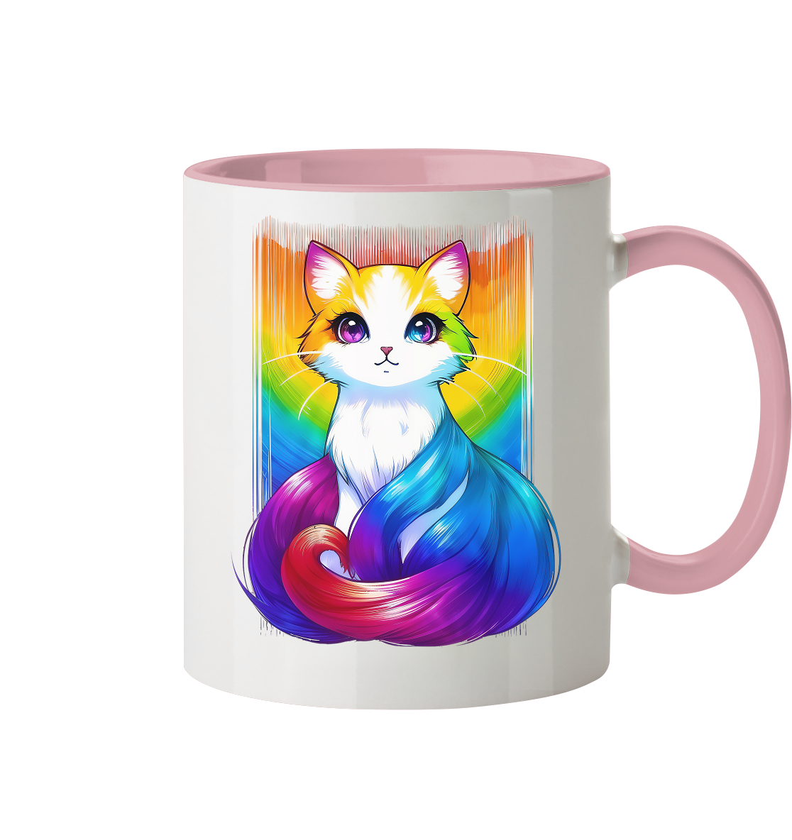 Katze Regenbogen - Tasse zweifarbig