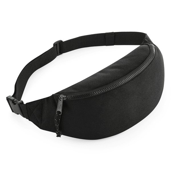 Praktische schwarze Bauchtasche für den Alltag. Schwarze Bauch- oder Umhängetasche mit Reißverschluss.