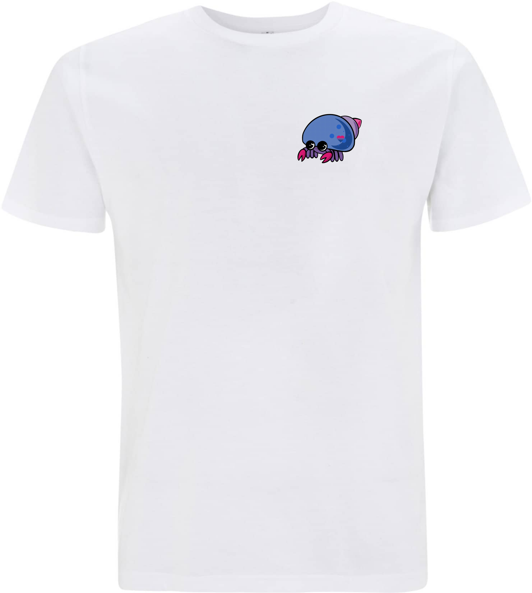 Weißes T-Shirt mit buntem, cartoonhaftem Quallen-Motiv auf der Brust.