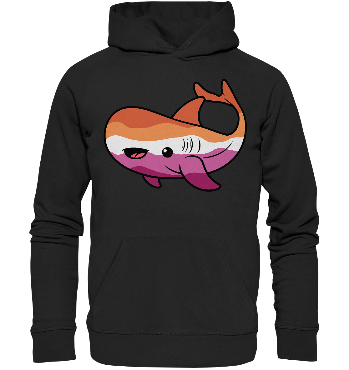 Sweatshirt mit einem farbenfrohen, cartoonhaften Walfisch-Motiv.