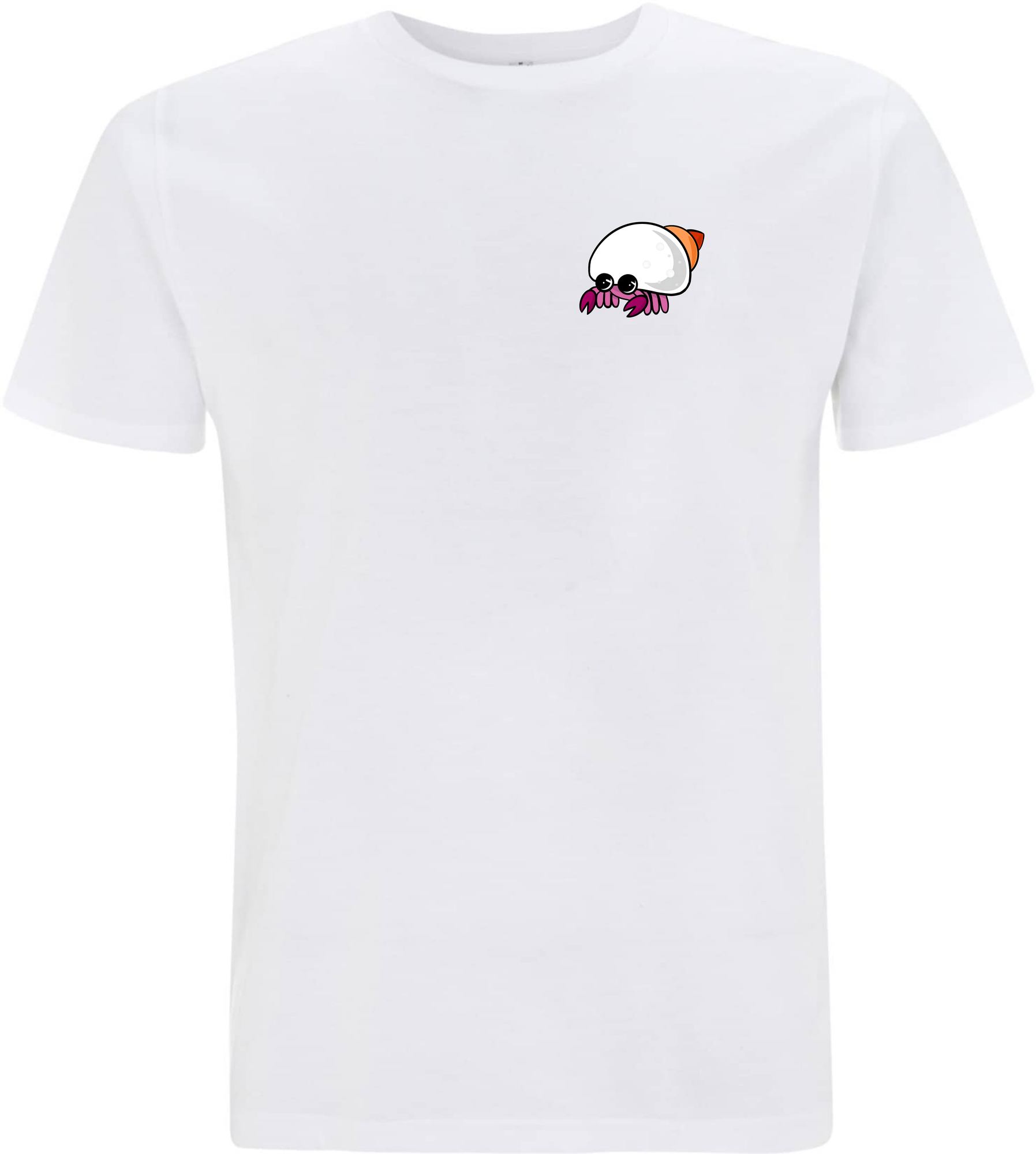 Weißes T-Shirt mit buntem, cartoonhaftem Krabbeltier-Motiv auf der Vorderseite.